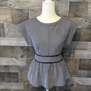 Monteau Peplum Striped Top Size M